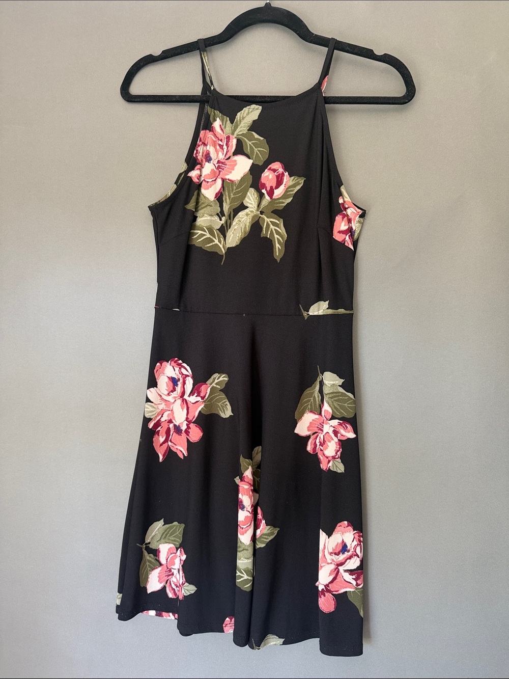 Halter Dress S Black Floral Midi Dress Nordstrom little black dress Lush